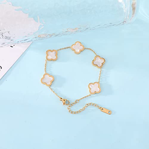 White Clover Link Bracelet - 18K Gold Plated