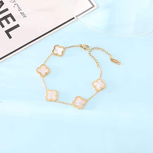 White Clover Link Bracelet - 18K Gold Plated