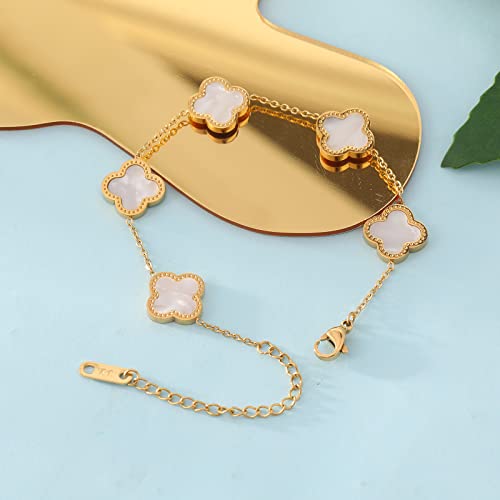 White Clover Link Bracelet - 18K Gold Plated