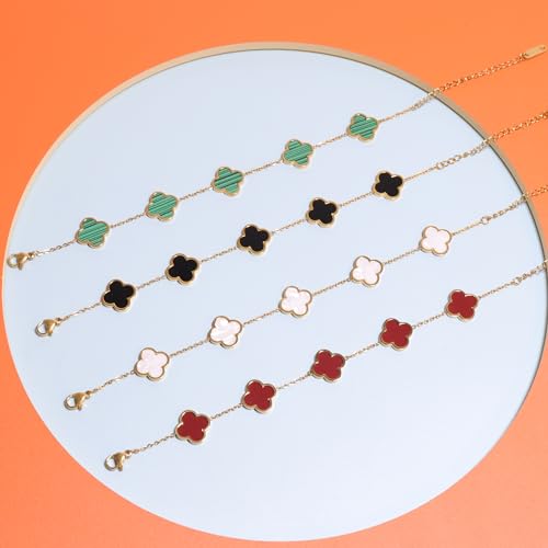 Gold Plated Four Leaf Clover Bracelet for Women