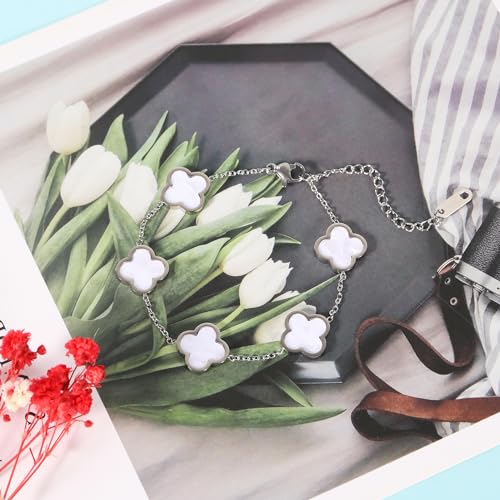 Trendy Gold Plated Clover Link Bracelet Gift for Women