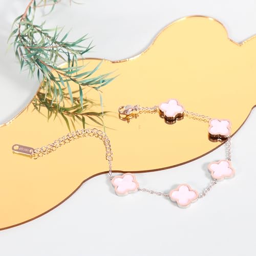 Trendy Gold Plated Clover Link Bracelet Gift for Women