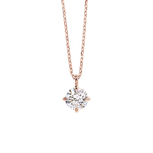Rose Gold Round CZ Pendant Necklace by PAVOI