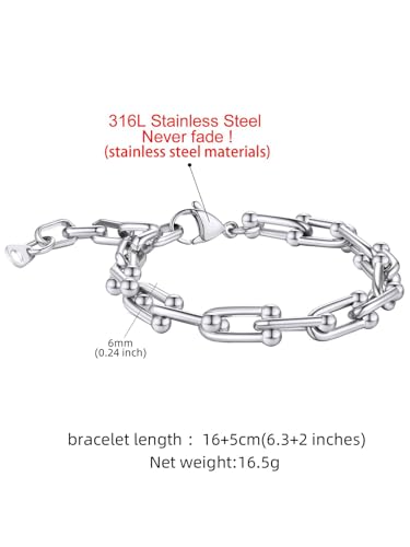Paperclip Chain Bracelet for Women in Stainless Steel