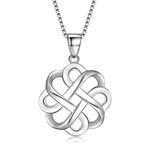 925 Sterling Silver Irish Celtic Knot Pendant Necklace Women