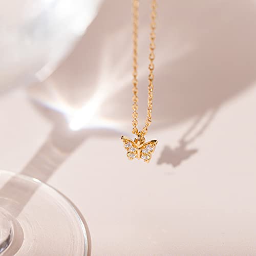 Pavoi 14K Gold Plated Butterfly Pendant Necklace Set