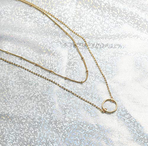 MEVECCO Gold Layered Karma Circle Disc Choker Necklace