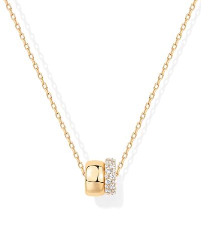Two-Toned CZ Rondelle Pendant Necklace for Women