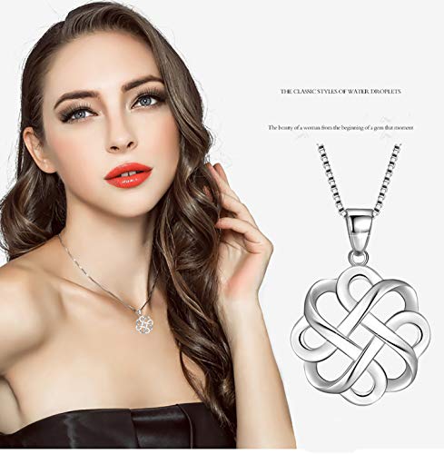 925 Sterling Silver Irish Celtic Knot Pendant Necklace Women