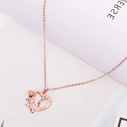 Butterfly Rose Pendant Necklace in 925 Sterling Silver