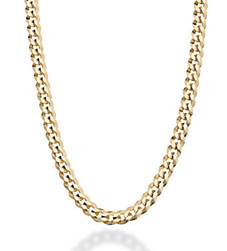 Miabella 18K Gold 925 Silver Cuban Link Chain