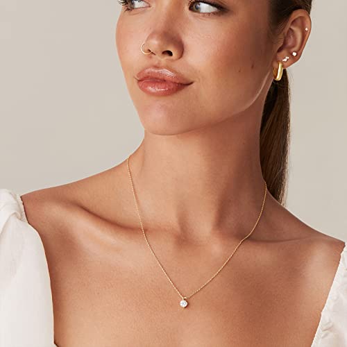 Rose Gold Round CZ Pendant Necklace by PAVOI