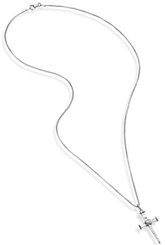 Italian Nail Cross Pendant Necklace in Rhodium/Sterling Silver