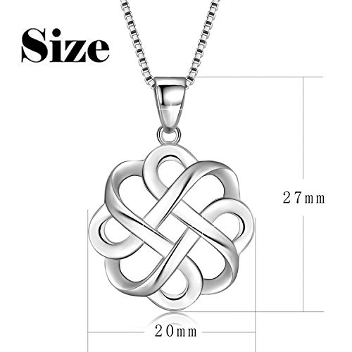 925 Sterling Silver Irish Celtic Knot Pendant Necklace Women