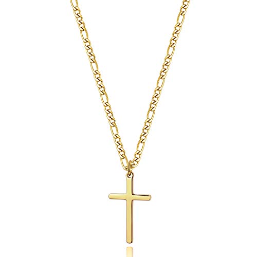 Men's 14K Gold Filled Figaro Chain Cross Necklace