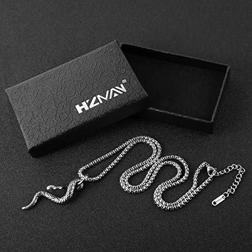 HZMAN Silver Stainless Steel Animal Snake Pendant Necklace