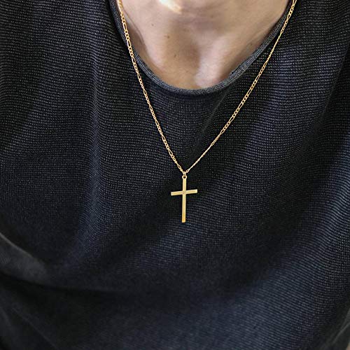 Men's 14K Gold Filled Figaro Chain Cross Necklace