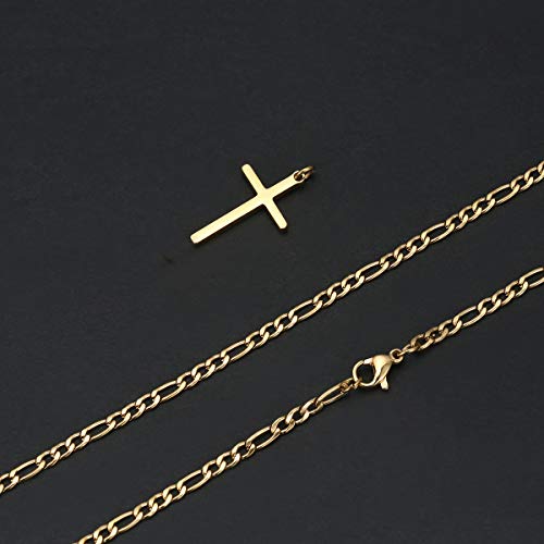 Men's 14K Gold Filled Figaro Chain Cross Necklace