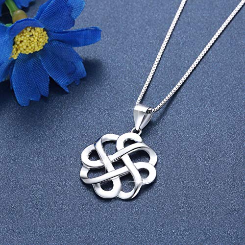 925 Sterling Silver Irish Celtic Knot Pendant Necklace Women