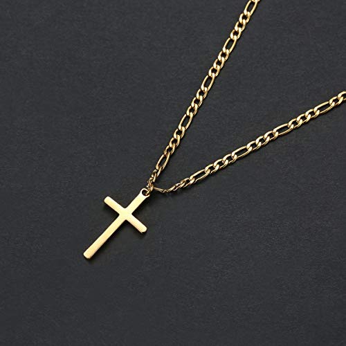 Men's 14K Gold Filled Figaro Chain Cross Necklace