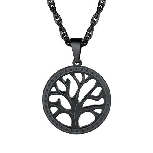 Family Tree Pendant Necklace Stainless Steel Men Women Jewelry