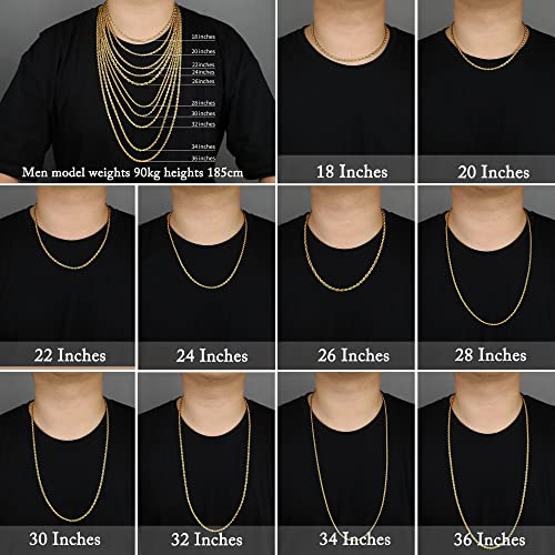 Gold Plated 2.5MM Necklace 20 Inches Twist Rope