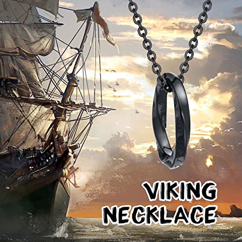 Norse Viking Pendant Necklace with Mobius Twist Spiral