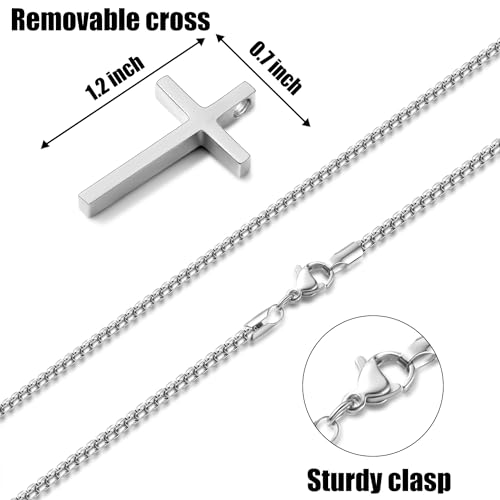 Fiusem Men's Stainless Steel Cross Pendant Necklace 20