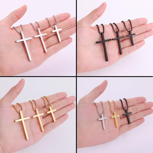 Fiusem Men's Stainless Steel Cross Pendant Necklace 20