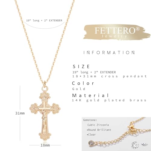 Gold Crucifix Necklace - Vintage Minimalist Faith Pendant