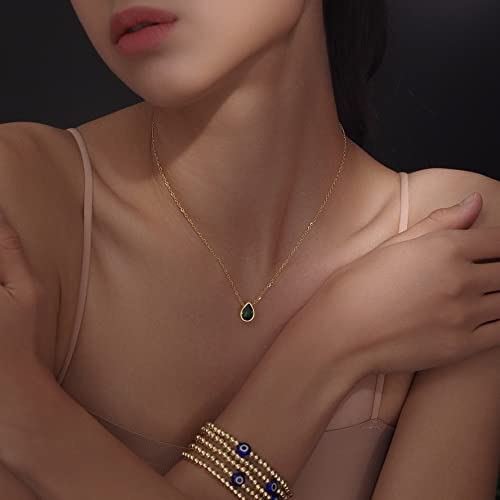 18K Gold Black Gemstone Teardrop Necklace for Her