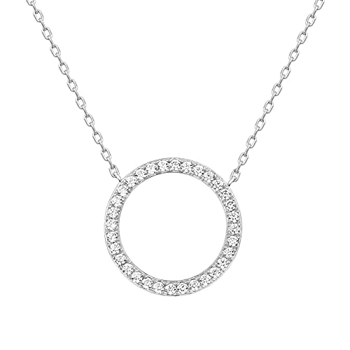 14K White Gold Plated CZ Solitaire Necklace