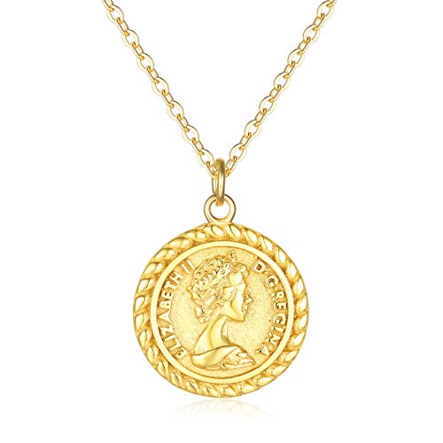 18k Gold Plated Vintage Coin Necklace for Women