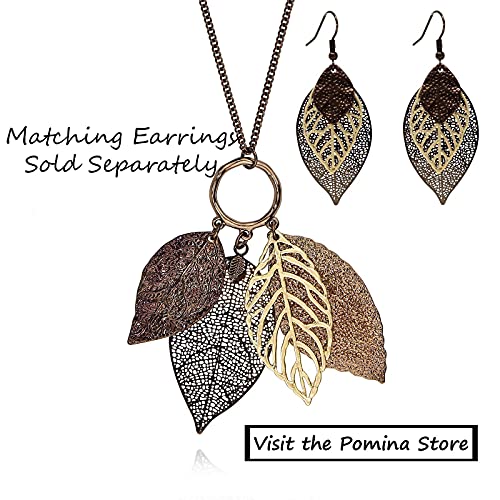 Chic Two-Tone Filigree Fall Leaf Necklace