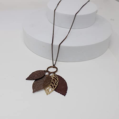 Chic Two-Tone Filigree Fall Leaf Necklace