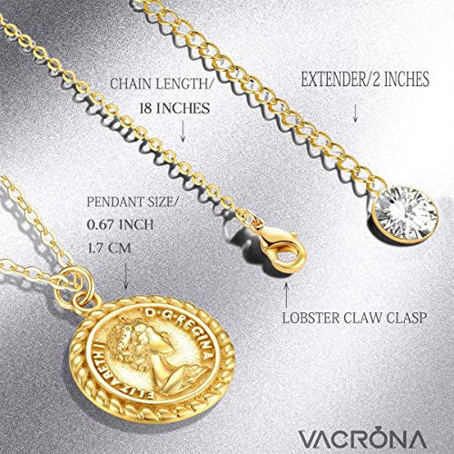 18k Gold Plated Vintage Coin Necklace for Women