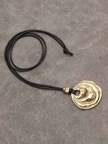 Boho Pendant Necklace with Black Rope Wrap