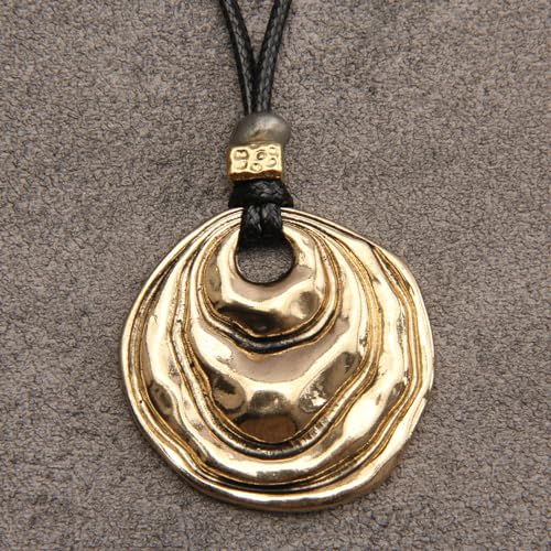 Boho Pendant Necklace with Black Rope Wrap