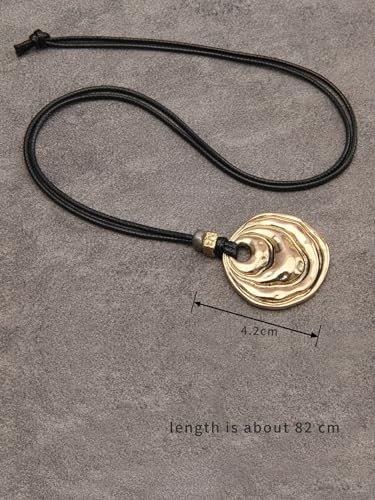 Boho Pendant Necklace with Black Rope Wrap