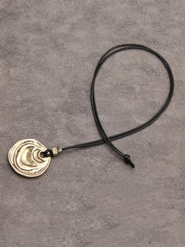 Boho Pendant Necklace with Black Rope Wrap