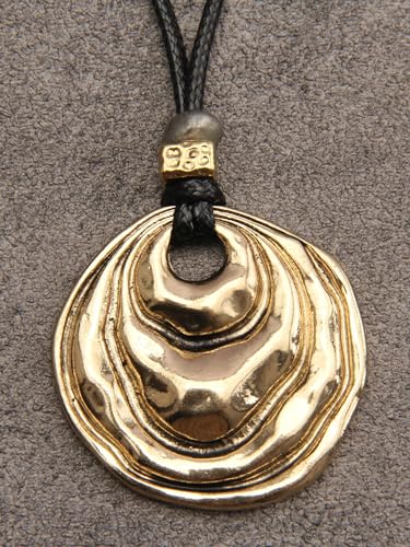 Boho Pendant Necklace with Black Rope Wrap