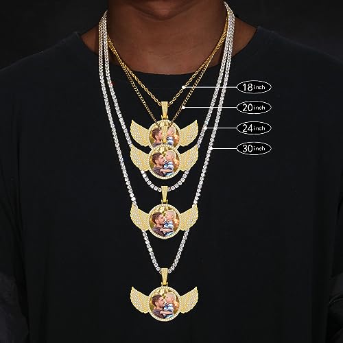 Personalized 18K Gold Angel Wing Photo Necklace