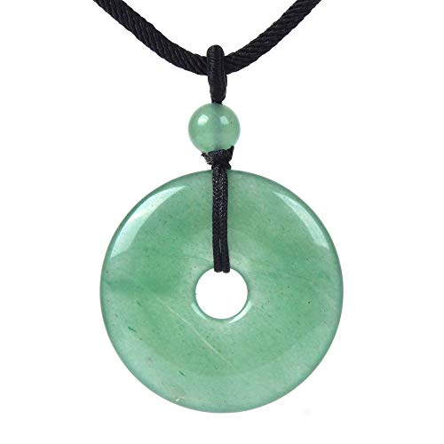 Natural Green Aventurine Donut Pendant Necklace 22