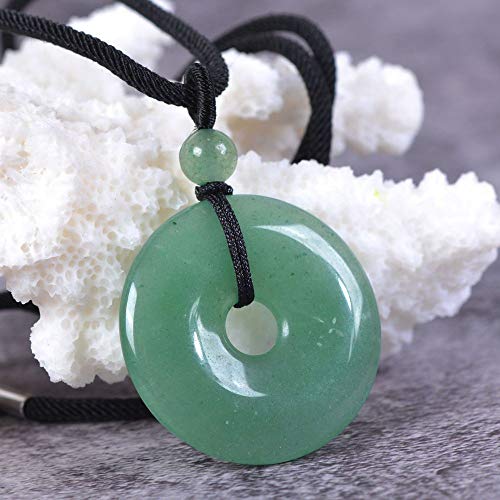 Natural Green Aventurine Donut Pendant Necklace 22