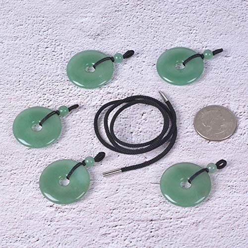 Natural Green Aventurine Donut Pendant Necklace 22