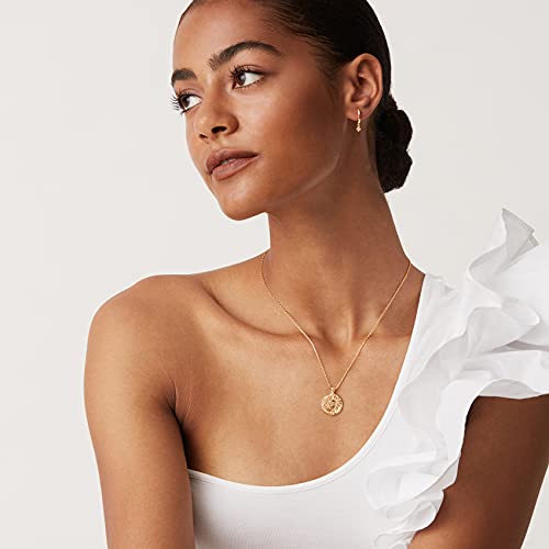 PAVOI 14K Gold Plated Engraved Coin Pendant Necklace