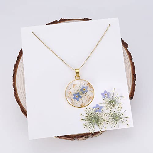 Pressed Wildflower Necklace | Forget-Me-Not & Lace