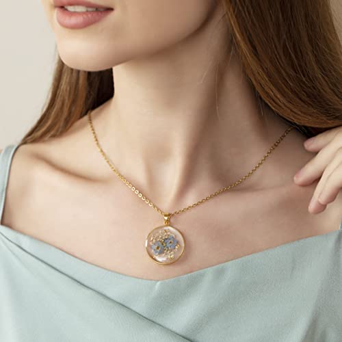 Pressed Wildflower Necklace | Forget-Me-Not & Lace