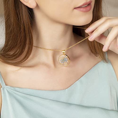 Pressed Wildflower Necklace | Forget-Me-Not & Lace