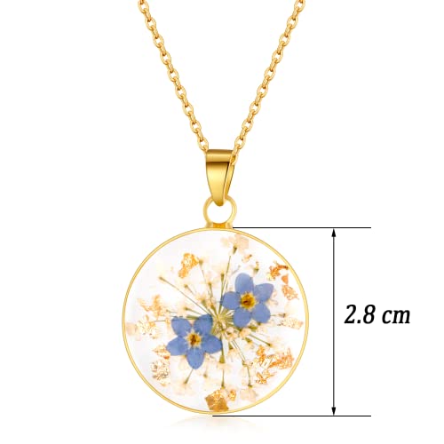 Pressed Wildflower Necklace | Forget-Me-Not & Lace